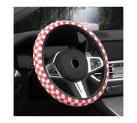 Elastic Steering Wheel Cover 2PCS Automobile steering wheel cover checkerboard without inner ring elastic all season(Red and white)