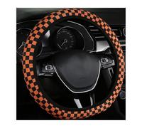 Elastic Steering Wheel Cover 2PCS Automobile steering wheel cover checkerboard without inner ring elastic all season(Black and orange)
