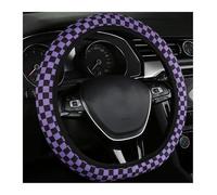 Elastic Steering Wheel Cover 2PCS Automobile steering wheel cover checkerboard without inner ring elastic all season(Purple black)