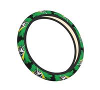 Elastic Steering Wheel Cover Bjj Brazilian Jiu Jitsu Flag Anti-Slip Breathable Stretch Steering Wheel Protective Cover Microfiber Interior Accessories Fit Most Cars (38cm/15in)
