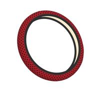 Elastic Steering Wheel Cover Black Dot Ladybug On Red Anti-Slip Breathable Stretch Steering Wheel Protective Cover Microfiber Interior Accessories Fit Most Cars (38cm/15in)