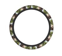 Elastic Steering Wheel Cover BROLEO Kitten drinking coconut Printing Anti-Slip, Durable, Fits Most Vehicles