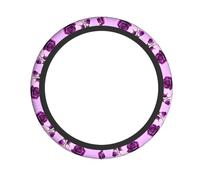 Elastic Steering Wheel Cover BROLEO Red and purple roses Printed Fits Most Vehicles Including Sedans, SUVs, ATVs, and Trucks