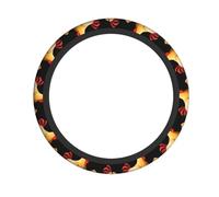 Elastic Steering Wheel Cover Chicken Eating Pizza Picture Premium Neoprene Rubber, Non-Slip Durable, Fits Most Vehicles Including Sedans, SUVs, ATVs, and Trucks