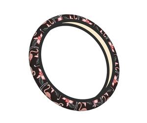 Elastic Steering Wheel Cover Exotic Plants Pink Flamingo Anti-Slip Breathable Stretch Steering Wheel Protective Cover Microfiber Interior Accessories Fit Most Cars (38cm/15in)