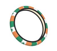 Elastic Steering Wheel Cover Ireland Shamrock Clover Flag Anti-Slip Breathable Stretch Steering Wheel Protective Cover Microfiber Interior Accessories Fit Most Cars (38cm/15in)