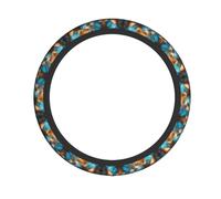 Elastic Steering Wheel Cover XBKGOHA Abstract Blue Brown Printing Fits Most Vehicles Including Sedans, SUVs, ATVs, and Trucks