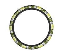 Elastic Steering Wheel Cover YYHWHJDE Refreshing Green Plum Drink Pattern Fits Most Vehicles Including Sedans, SUVs, ATVs, and Trucks