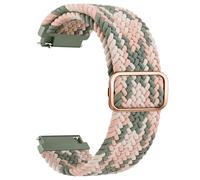 Elastic Strap for Garmin Venu Sq 2/Venu 2 Plus/Venu/Vivoactive 6/5/3/3 Music Strap, 20mm Adjustable Soft Nylon Stretchy Band for Forerunner 55/645/245 Pink/Green