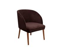 Elastic Stretch Chair Covers for Round Back Dining Chairs, Set of 4, Scandinavian Style, Brown Velvet Slipcovers for Kitchen & Dining Room, Armchair Protector