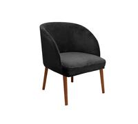 Elastic Stretch Chair Covers for Round Backrest with Armrests, Scandinavian Style Dining Chair Protector, 1PC Black Velvet Seat Cover for Dining Room, Kitchen, 6/4/2 Pack Options