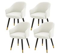 Elastic Stretch Chair Covers with Armrests - Removable & Washable Dining Chair Slipcovers - 4 Piece Set for Kitchen Office Hotel Wedding (White)