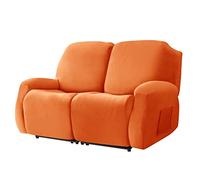 Elastic Stretch Recliner Chair Cover Soft Velvet Sofa Protector for 1/2/3 Seater Non-Slip Armchair Slipcover Orange (2 Seater)