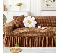 Elastic Stretch Sofa Cover 1-4 Seat, Solid d, Cat & Dog Resint, Ruffled Skirt Design, Easy Fit Couch Protector, Slish Fur Slipcover for Pet Owners.