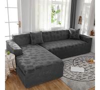 Elastic Stretch Sofa Cover Leaf Design Scratch Resistant Recliner Protector for Living Room Charcoal Gray Fits 1 Seater 90 140cm Durable & Stylish