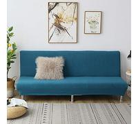 Elastic Stretch Sofa Cover No Armrests Click Clack Sofa Bed Protector 2 Seater Dark Green Durable Fitted Slipcover for Sleeper Sofa Extensible Design