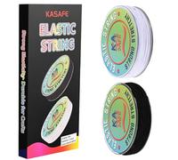 Elastic String for Bracelet Making 1mm 2-Color Set (Black/White) - Total 50m (25m per Color), 3-Strand Latex Hypoallergenic Knot-Free Stretchy String for Jewelry Making, Crafts & Beginner Families