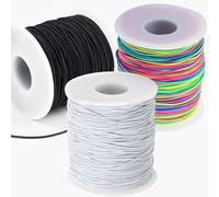 Elastic String for Bracelets, QBJAYTY 1mm Strong Elastic Stretchy String Cord for Bracelet Making, Bracelet Elastic String for Pony Kandi Letter Beads Beading, Black White Rainbow String