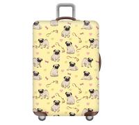 Elastic Suitcase Cover,Washable Suitcase Covers Protector,Floral Stripe Dog Luggage Cover For Suitcases,Scratch-Resistant,Dust-Resistant,Universal Travel Trolley Case Cover (Yellow,S(18-21inch))