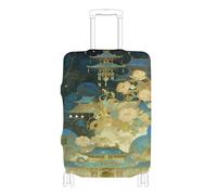 Elastic suitcases covers for luggage Anti Scratch carry on suitcase cover suitcase protector Fit 18-32 Inch Luggage, Green-gold Chinese-style palaces, XL 29-32 in