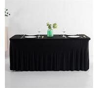 Elastic Table Cover Black 4FT Rectangular Tablecloth for Weddings Parties & Banquets Antistatic & Easy-Clean Table Skirt Stretchy & Durable Design 122x60cm.