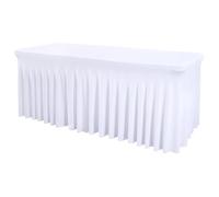 Elastic Table Skirt White Tablecloth for Weddings & Parties 6FT/183x76cm Easy-Clean Stretchable Perfect for Banquets & Events Stylish Decoration