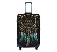 Elastic Travel Luggage Cover for Suitcase Tsa Approved Stretch Scratch-Resistant Suitcase Protector Cover Washable Dark dream catcher Baggage Covers Fits 18-32 Inch Luggage Case, Black, Large
