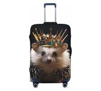 Elastic Travel Luggage Cover for Suitcase Tsa Approved Stretch Scratch-Resistant Suitcase Protector Cover Washable crown with hedgehog Baggage Covers Fits 18-32 Inch Luggage Case, Black, Medium