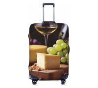 Elastic Travel Luggage Cover for Suitcase Tsa Approved Stretch Scratch-Resistant Suitcase Protector Cover Washable White Wine Cheese Cake Grapes Baggage Covers Fits 18-32 Inch Luggage Case, Black, M