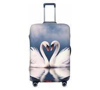 Elastic Travel Luggage Cover for Suitcase Tsa Approved Stretch Scratch-Resistant Suitcase Protector Cover Washable Valentine's Day Couple of Swans Heart Baggage Covers Fits 18-32 Inch Luggage Case