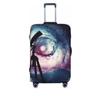Elastic Travel Luggage Cover for Suitcase Tsa Approved Stretch Scratch-Resistant Suitcase Protector Cover Washable Space Galaxy with Telescope Baggage Covers Fits 18-32 Inch Luggage Case, Black, Large