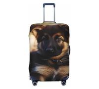 Elastic Travel Luggage Cover for Suitcase Tsa Approved Stretch Scratch-Resistant Suitcase Protector Cover Washable German Shepherd Puppy Baggage Covers Fits 18-32 Inch Luggage Case, Black, Medium