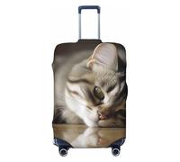 Elastic Travel Luggage Cover for Suitcase Tsa Approved Stretch Scratch-Resistant Suitcase Protector Cover Washable Sleeping Cat Baggage Covers Fits 18-32 Inch Luggage Case, Black, Small