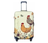Elastic Travel Luggage Cover for Suitcase Tsa Approved Stretch Scratch-Resistant Suitcase Protector Cover Washable Hen Flying Butterflies Among Flowers Baggage Covers Fits 18-32 Inch Luggage Case