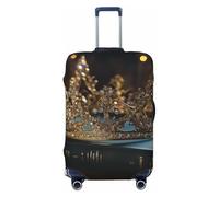 Elastic Travel Luggage Cover for Suitcase Tsa Approved Stretch Scratch-Resistant Suitcase Protector Cover Washable Crown Vintage Book Baggage Covers Fits 18-32 Inch Luggage Case, Black, XL