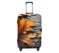 Elastic Travel Luggage Cover for Suitcase Tsa Approved Stretch Scratch-Resistant Suitcase Protector Cover Washable Fall Leaves Baggage Covers Fits 18-32 Inch Luggage Case, Black, L