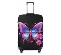 Elastic Travel Luggage Cover for Suitcase Tsa Approved Stretch Scratch-Resistant Suitcase Protector Cover Washable Pink Purple Butterfly Baggage Covers Fits 18-32 Inch Luggage Case, Black, Medium