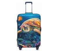 Elastic Travel Luggage Cover for Suitcase Tsa Approved Stretch Scratch-Resistant Suitcase Protector Cover Washable Ocean Sea Turtle Tropical Fish Starfish Baggage Covers Fits 18-32 Inch Luggage Case
