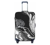 Elastic Travel Luggage Cover for Suitcase Tsa Approved Stretch Scratch-Resistant Suitcase Protector Cover Washable Black and White Marble Baggage Covers Fits 18-32 Inch Luggage Case, Black, M