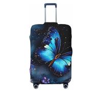 Elastic Travel Luggage Cover for Suitcase Tsa Approved Stretch Scratch-Resistant Suitcase Protector Cover Washable Galaxy Blue Butterfly Baggage Covers Fits 18-32 Inch Luggage Case, Black, Large