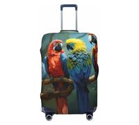 Elastic Travel Luggage Cover for Suitcase Tsa Approved Stretch Scratch-Resistant Suitcase Protector Cover Washable Colorful Parrot Birds Feather Baggage Covers Fits 18-32 Inch Luggage Case, Black
