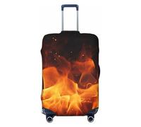 Elastic Travel Luggage Cover for Suitcase Tsa Approved Stretch Scratch-Resistant Suitcase Protector Cover Washable Dancing Fire Baggage Covers Fits 18-32 Inch Luggage Case, Black, X-Large