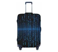 Elastic Travel Luggage Cover for Suitcase Tsa Approved Stretch Scratch-Resistant Suitcase Protector Cover Washable The Blue Binary Matrix Baggage Covers Fits 18-32 Inch Luggage Case, Black, Medium
