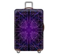 Elastic Travel Luggage Cover,Graffiti Lines Cyberpunk Style, Suitcase Cover For 18-32 Inch Suitcase Protector Covers With Invisible Zipper,For Children,Boys,Teenagers,Men,Gift (Purple,L(25-28inch))
