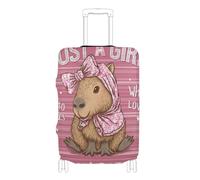 Elastic travel luggage cover protector Dustproof carry on suitcase cover travel essentials Fit 18-32 Inch Luggage, JUST A GIRL WHO LOVES Capybaras Pink, XL 29-32 in