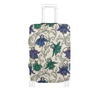 Elastic travel luggage cover protector Washable cover for suitcase Baggage Protector Fit 18-32 Inch Luggage, William Morris purple green Flowers Pattern, S 18-20 in