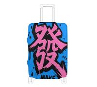 Elastic travel luggage cover Scratchproof suitcases cover Baggage Protector Fit 18-32 Inch Luggage, Chinese culture makes Fortunes blue, M 22-24 in