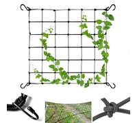 Elastic Trellis Netting with 4 Hooks, Heavy-Duty Plant Support Netting, Garden Grow Tent Net for Climbing Plants, Melons, Vegetables, Fruits and Flowers (110X50cm)