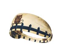 Elastic unisex sports headband Moisture Wicking Athletic for Running, Working Out,Outdoor sports Owl Sitting Tree Fence Picture
