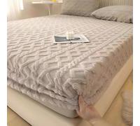 Elastic Velvet Flannel Fitted Bed Sheet - Soft Breathable Non-Slip Mattress Cover, Plush Fleece Bottom Sheet for Queen, Twin, Double, King Size Beds(Beige,King (71x79in))